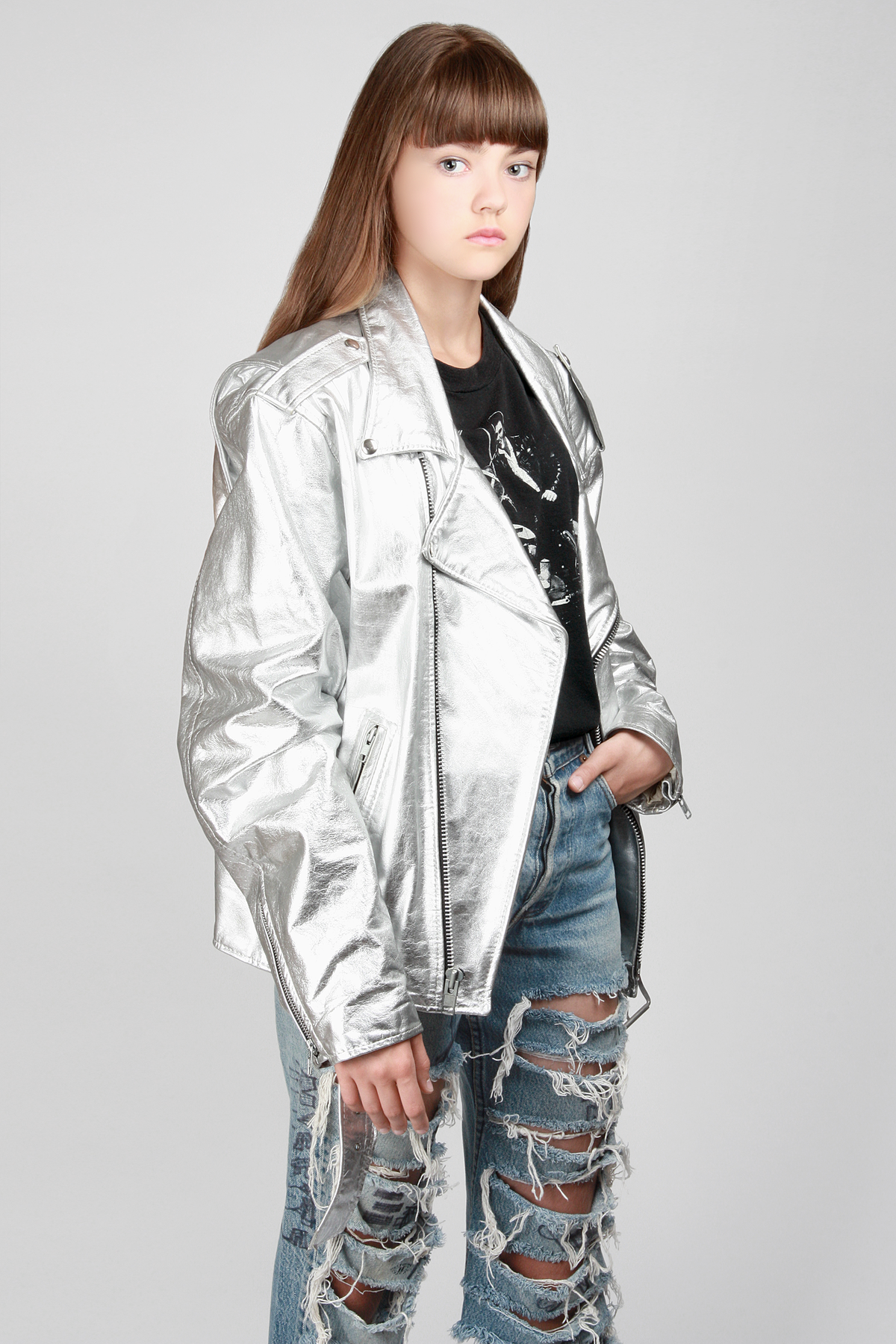1980s White Lighting Motorcycle Jacket