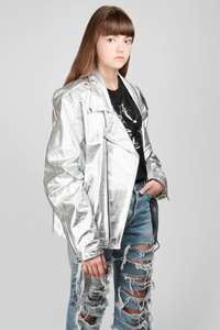 1980s White Lighting Motorcycle Jacket