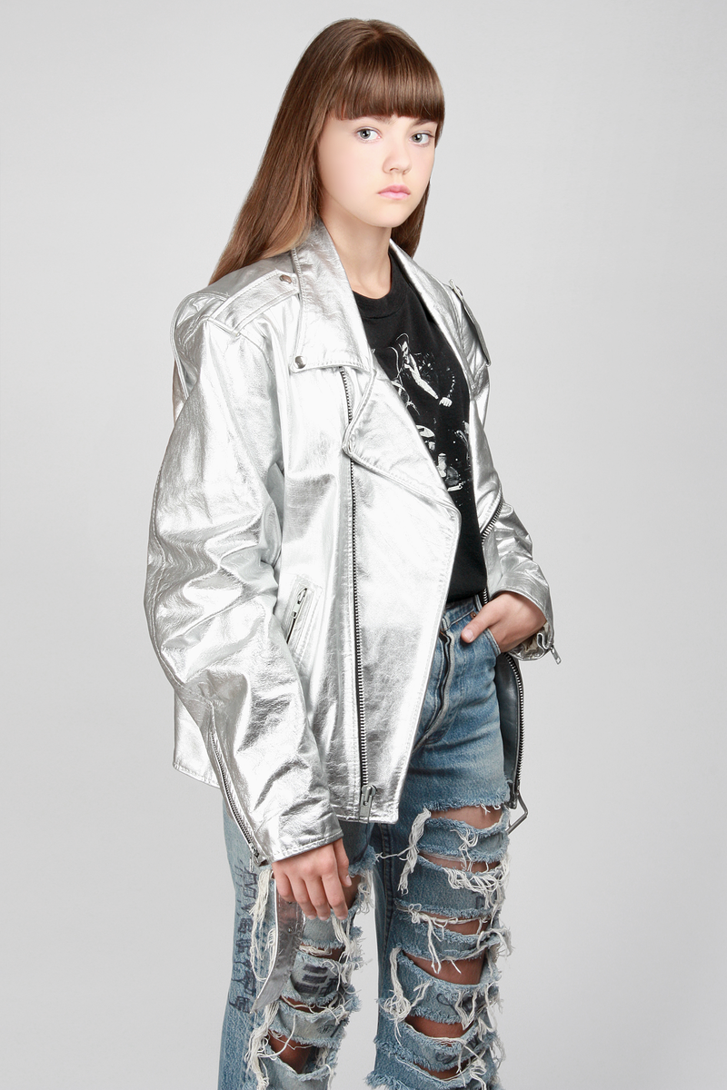 1980s White Lighting Motorcycle Jacket