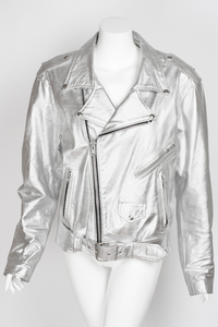 1980s White Lighting Motorcycle Jacket