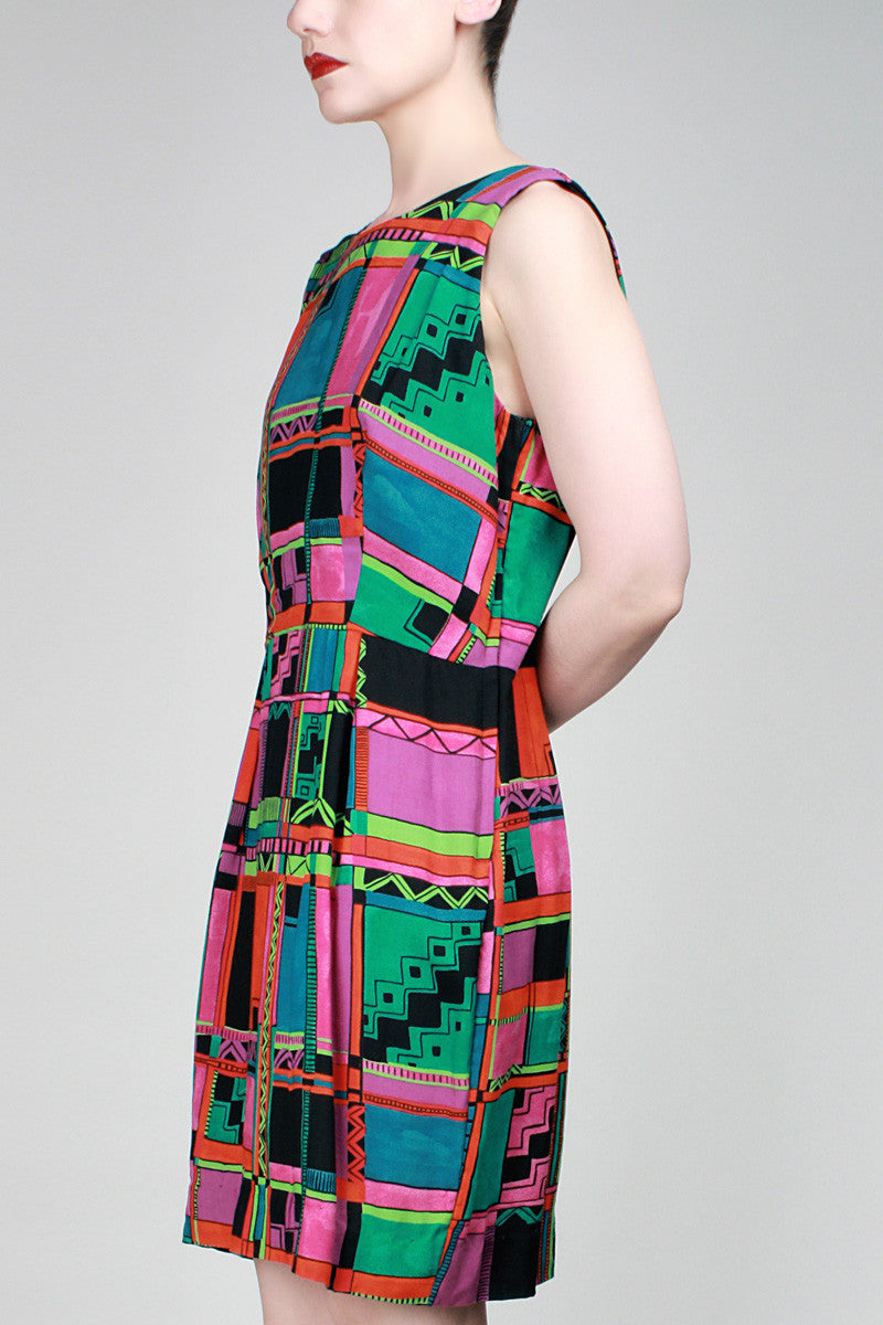 1980s Black Square Dress