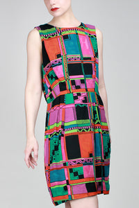 1980s Black Square Dress