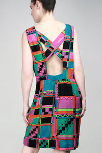 1980s Black Square Dress