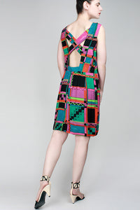 1980s Black Square Dress
