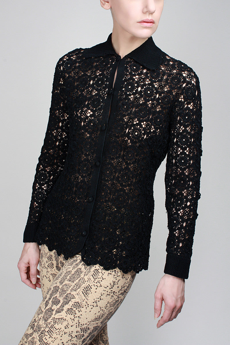 1960s Black Rose Blouse