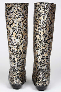 VINTAGE 1980s METALLIC LEATHER BOOTS BACK