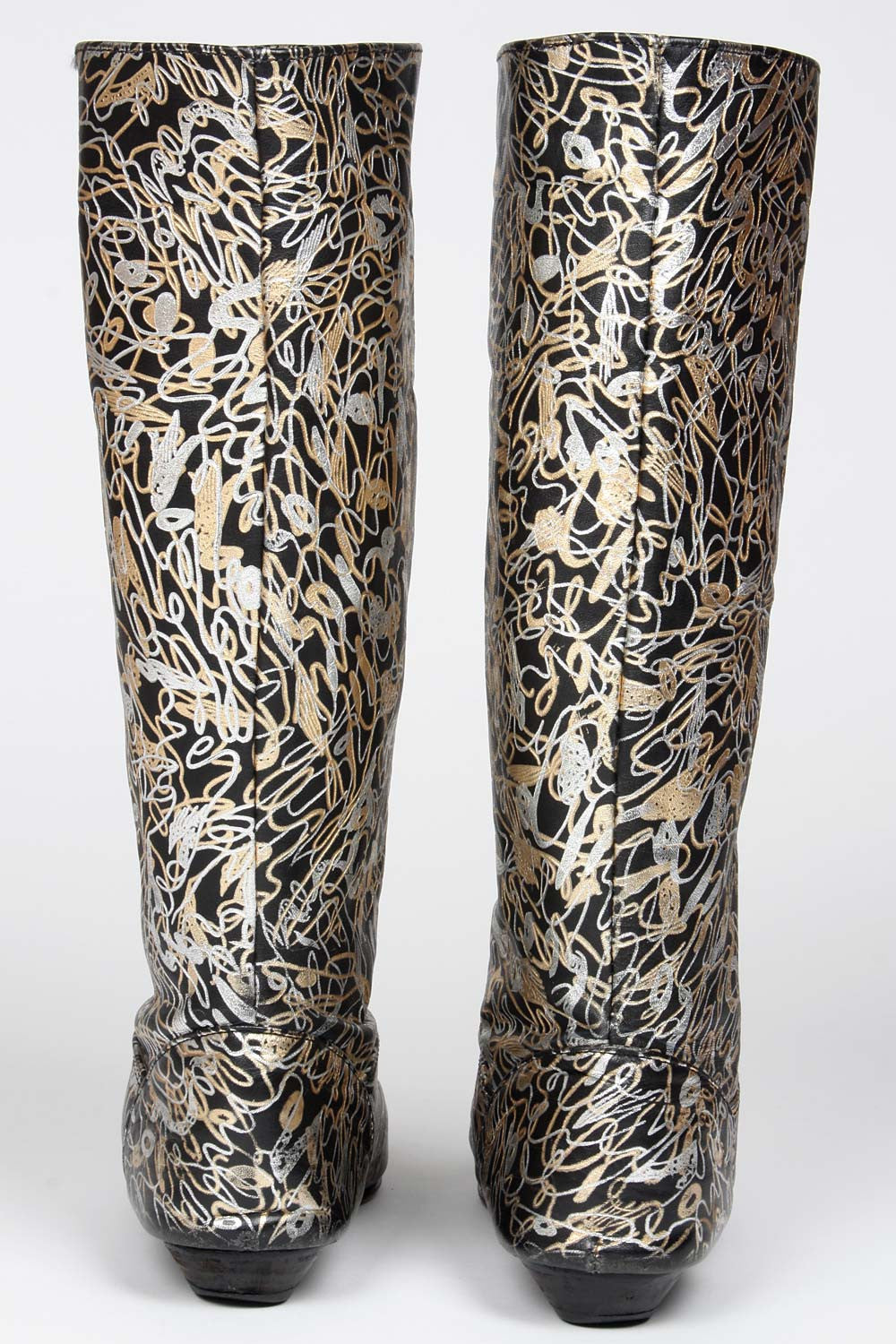 VINTAGE 1980s METALLIC LEATHER BOOTS BACK
